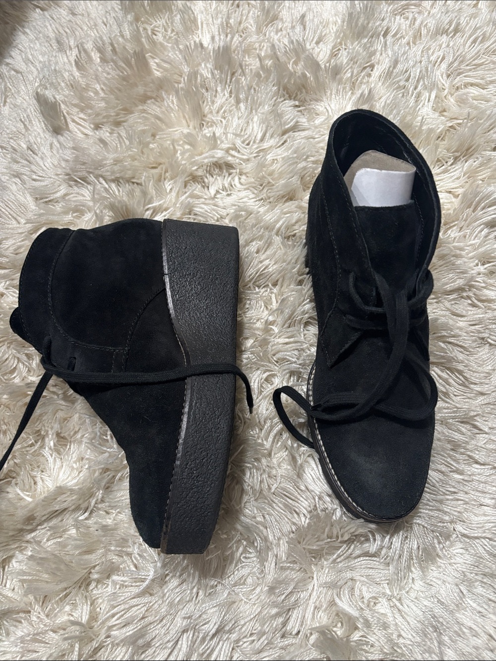 Aquatalia Black Suede Lace-Up Ankle Boots